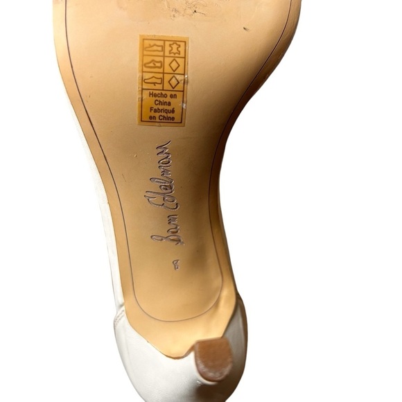 Sam Edelman Anabeth High Heels Sandals 8 Beige Leather Open Toe Zip Fringe - Picture 10 of 10